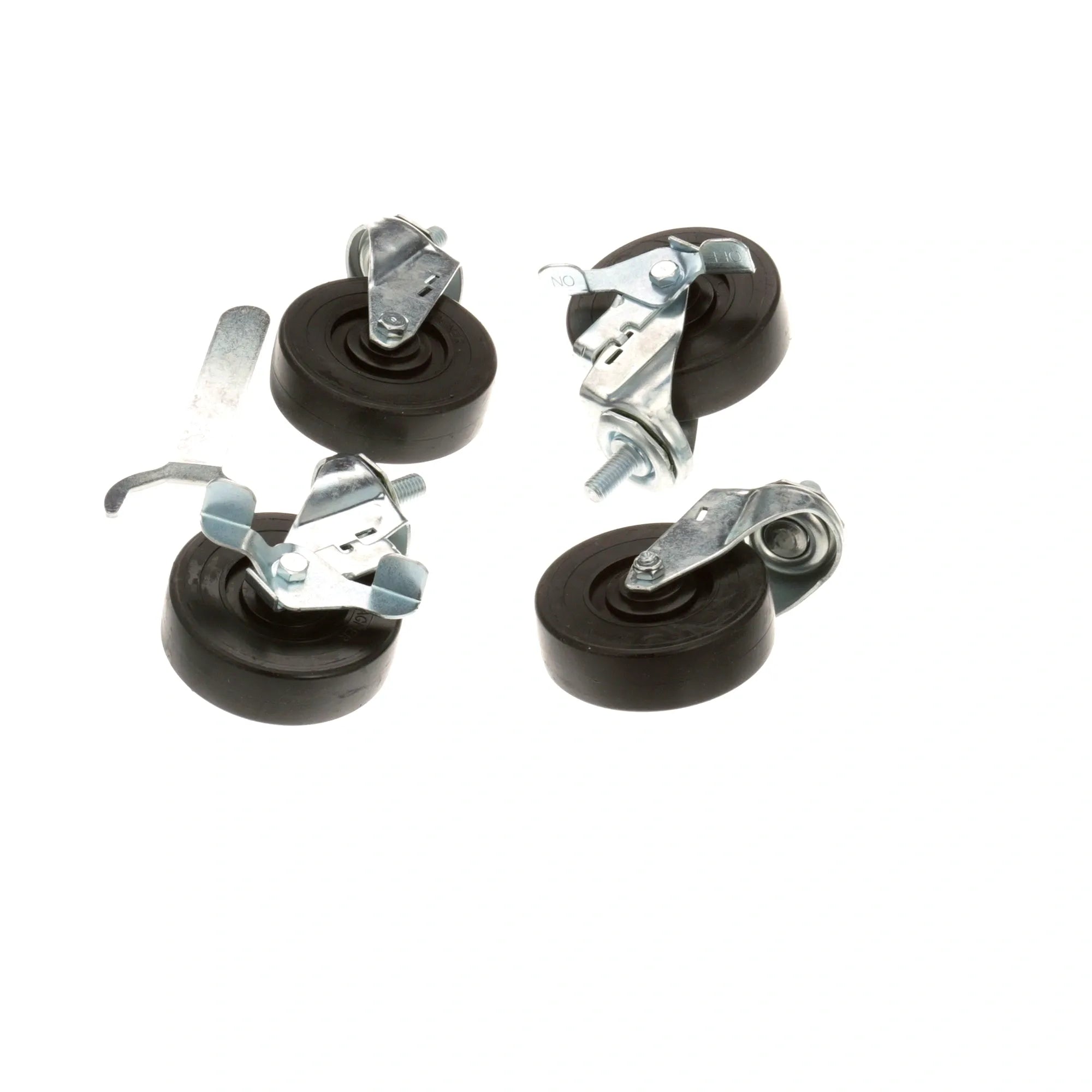 830277 True - Black Plastic Castor Set of 4 Wheels alternate view 2