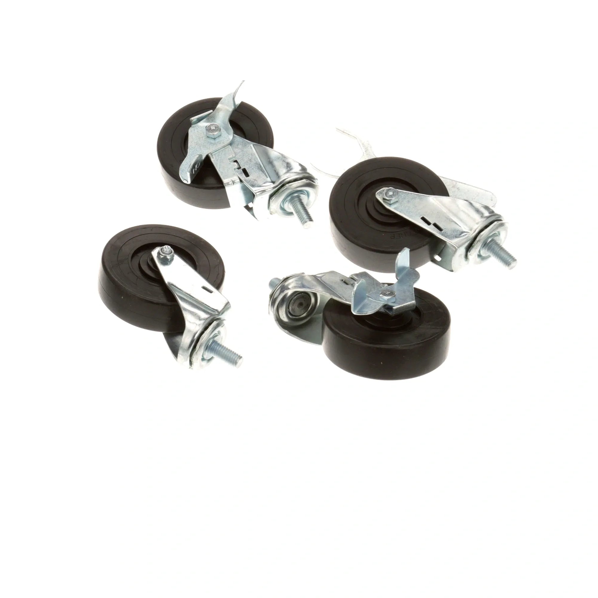 830277 True - Black Plastic Castor Set of 4 Wheels alternate view 3