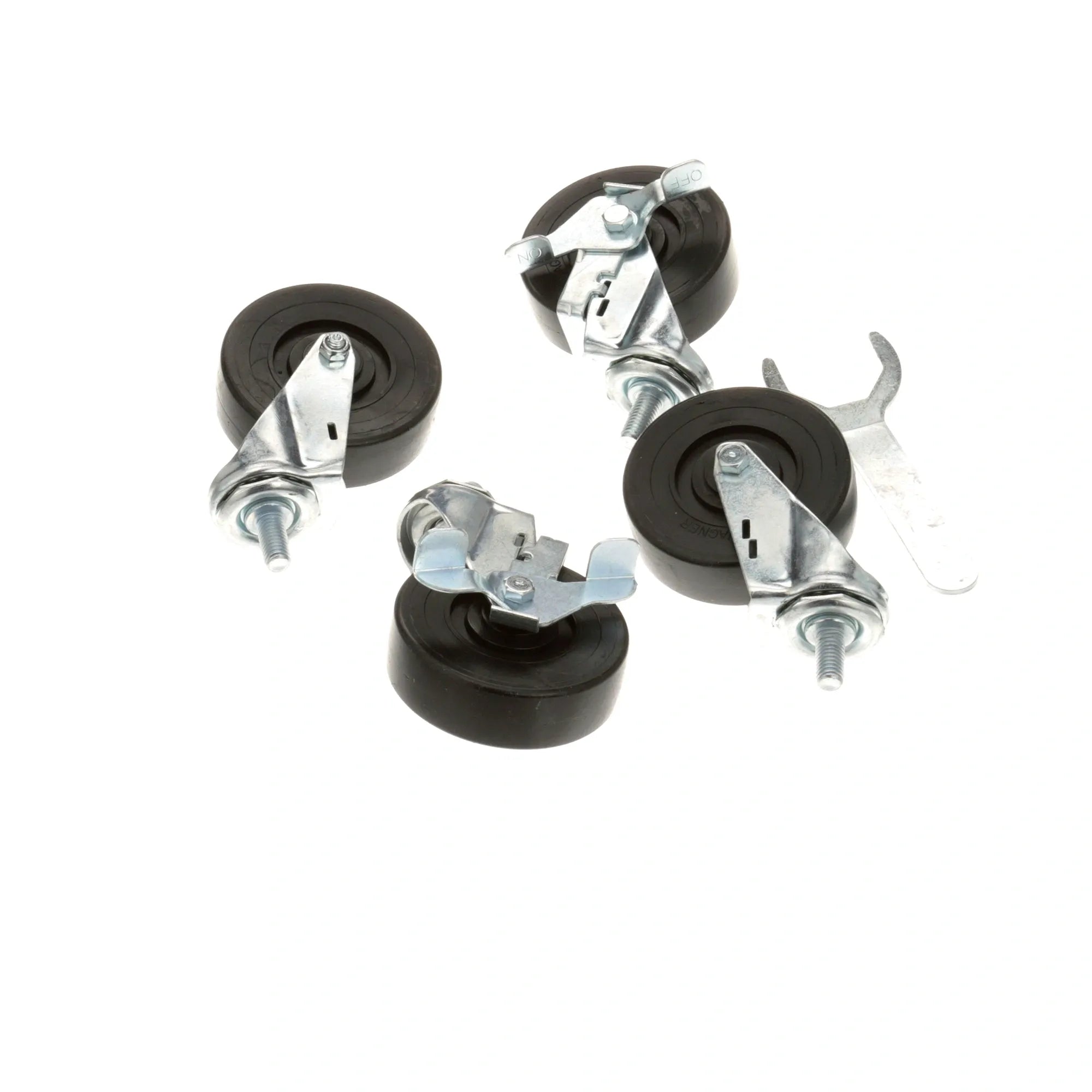 830277 True - Black Plastic Castor Set of 4 Wheels alternate view 4