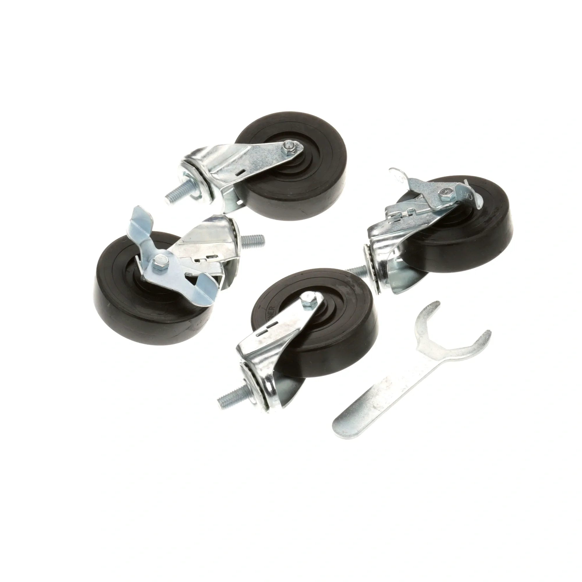 830277 True - Black Plastic Castor Set of 4 Wheels alternate view 5