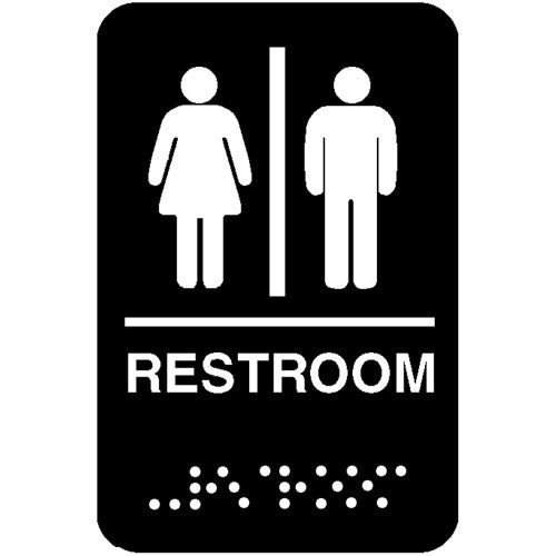 5633 Vollrath - Braille Restroom Sign 6x9 (Black & White)