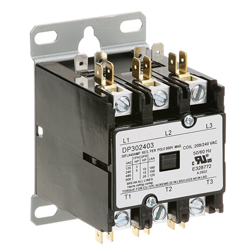 1368 Dean - 3 Pole Contactor 30 Amp for 240V Systems