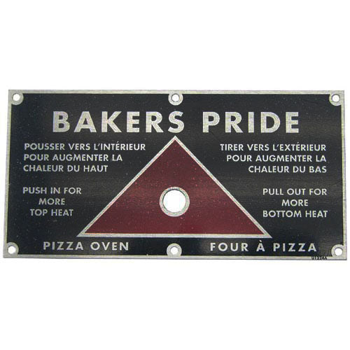 U1224A Bakers Pride - Instruction Plate Replacement