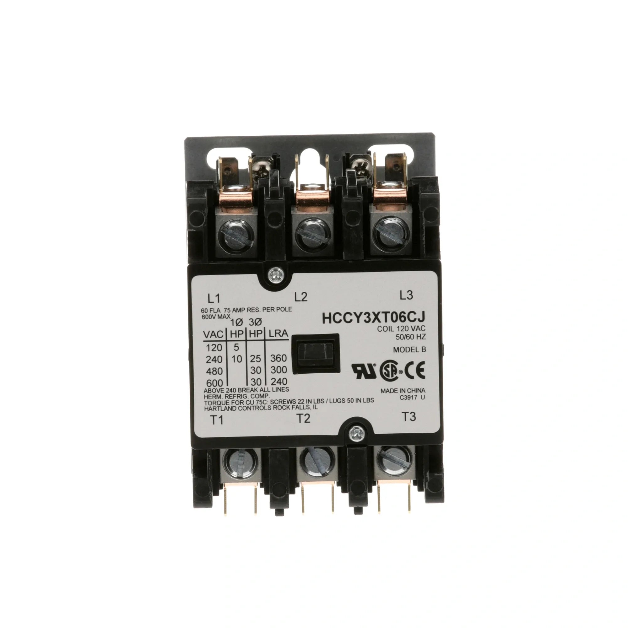 9349-120 CROWN STEAM - 3 Pole Contactor 120V 60A alternate view 1