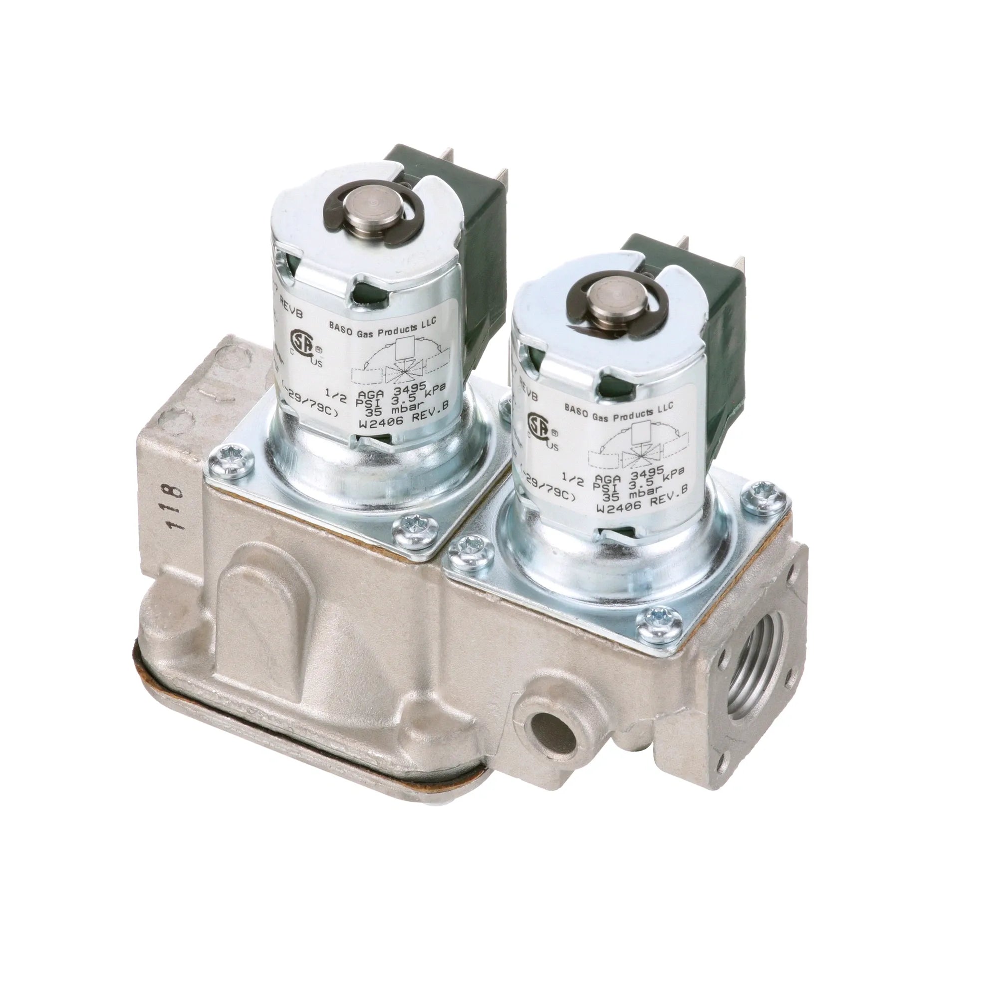128412 Groen - Dual Solenoid Gas Valve 1/2